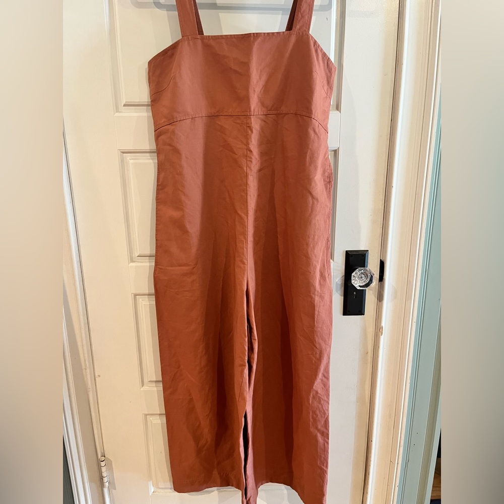 Uniqlo Brown Jumpsuit Wide-Leg High-Waisted